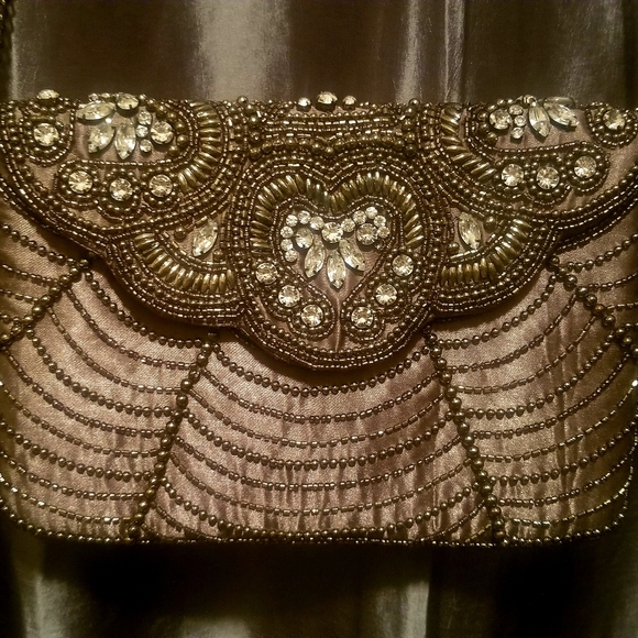 Charming Charlie Handbags - Gray Beaded Clutch Charming Charlie RSVP